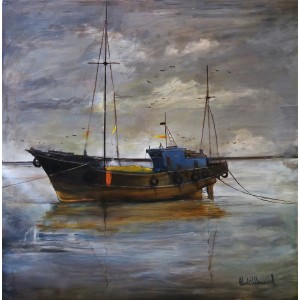 Abdul Hameed, 30 x 30 inch, Acrylic on Canvas, Seascape Painting, AC-ADHD-145